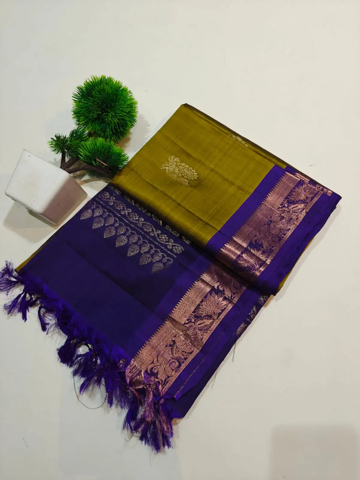 Mustard Purple Kanchi Silk Saree